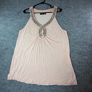 Apt 9 Womens XL Blush Pink Embellished Sequin Keyhole Neckline Rayon Tank Top